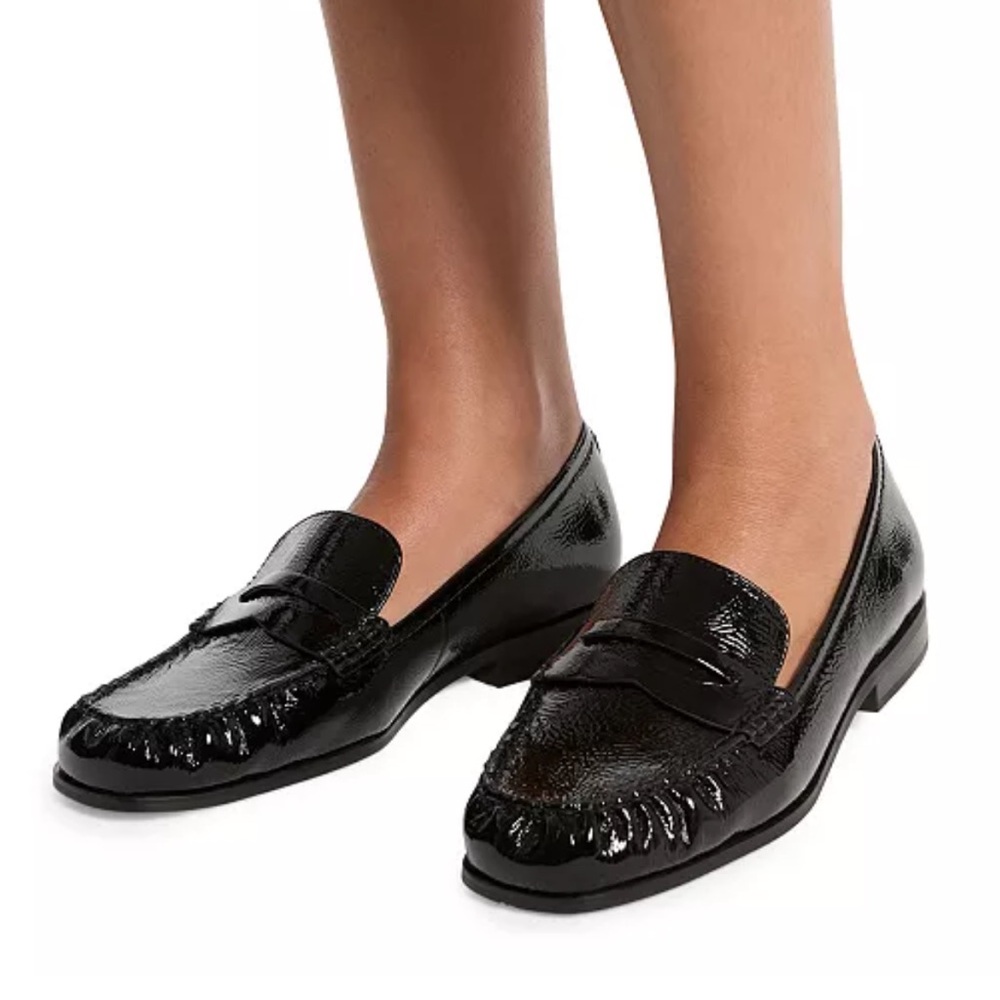 NEW Michael Kors Black Leather Carlson Penny Loafer Flats Shoes Women’s Size 8M